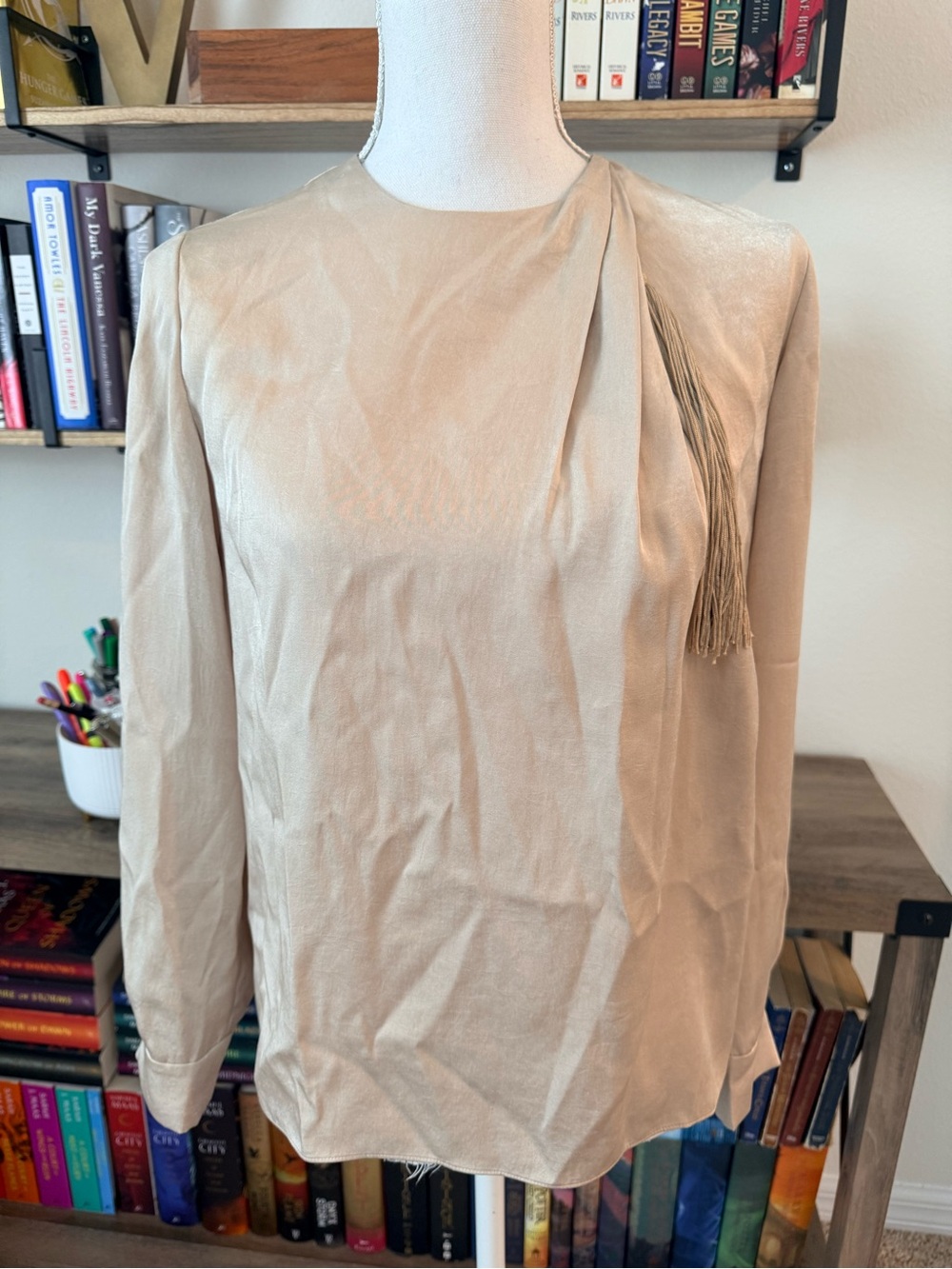 Vince Champagne Gold Tassel Blouse
